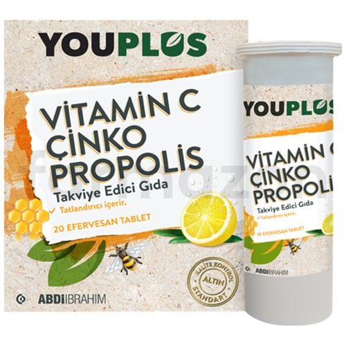 Youplus Vitamin C Çinko Propolis 20 Efervesan Tablet