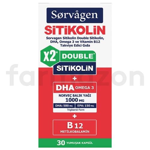 Sorvagen Double Sitikolin Dha Omega 3 ve B12 30 Kapsül
